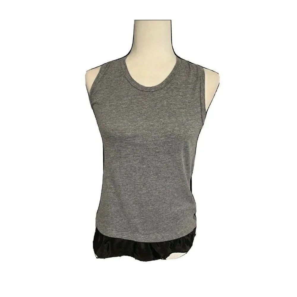 j crew womens gray black crew neck tank top xxs